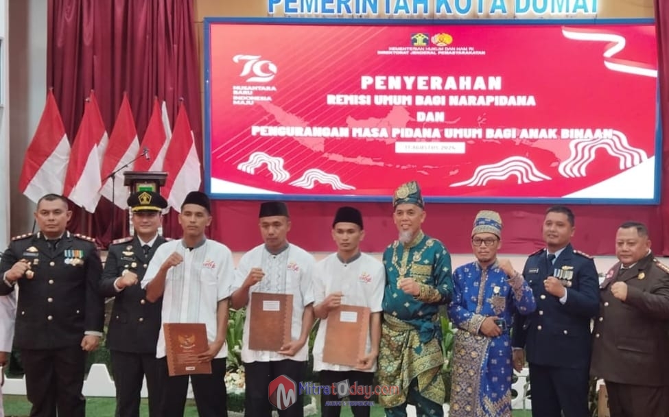 779 WBP Rutan Dumai Dapat Remisi HUT ke-79 RI, 13 Diantaranya Langsung&nbsp;Bebas