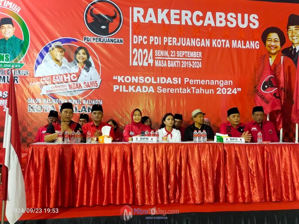 Rakercabsus, PDI Perjuangan Kota Malang Rapatkan Barisan Menangkan Sam HC-Ganis Dalam Pilkada&nbsp;2024